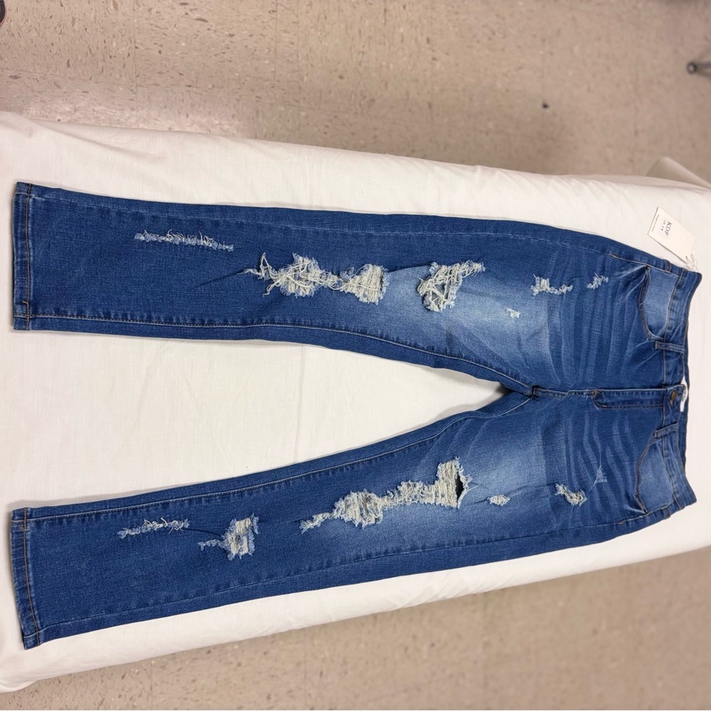 Distressed Mid-Blue Women's Skinny Jeans
